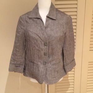 Jones New York 3/4 sleeve brown linen jacket